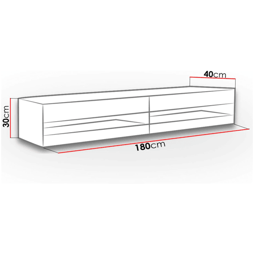 Gabinete de TV moderno Nyana Home | Com luz LED integrada | Design flutuante e elegante | Amplo armazenamento | Medidas: 180x30x40cm | Branco Gabinete de TV moderno Nyana Home | Com luz LED integrada | Design flutuante e elegante | Amplo armazenamento | Medidas: 180x30x40cm | Branco
