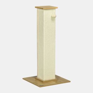 PawHut Poste Arranhador para Gatos Arranhador para Gatos de 80cm Árvore Arranhador para Gatos com Poste de Sisal e Bola Suspensa para Interior 38x38x80cm Carvalho