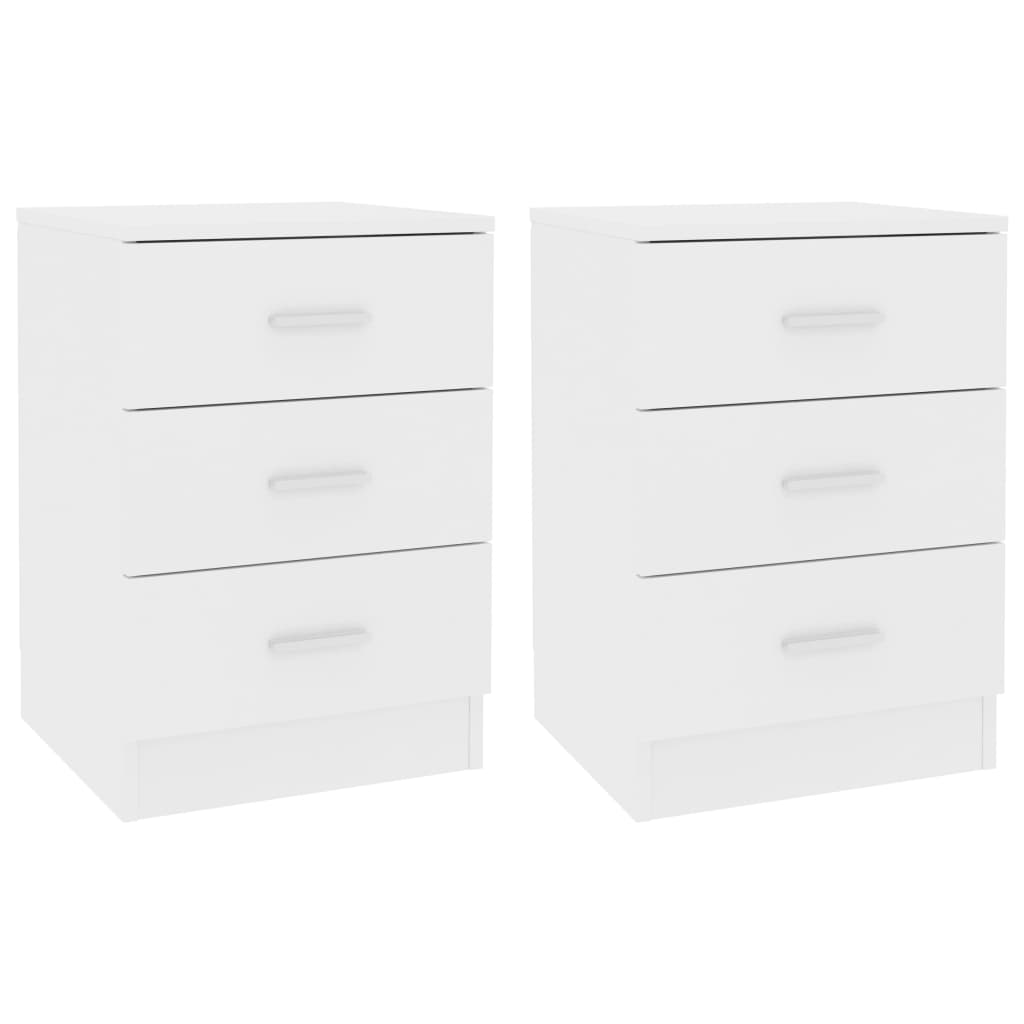Vidaxl mesitas de noche 2 uds madera contrachapada blanco 38x35x56 cm