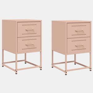vidaXL Mesas de cabeceira 2 pcs 36x39x60,5 cm aço rosa