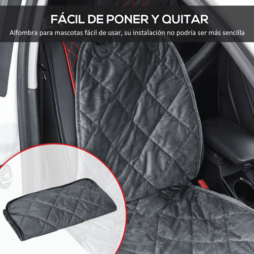 PawHut Capa de Assento Dianteiro de Carro para Cães Protetor Antiderrapante com Fixação e Correia Envolvente para Caminhões Furgões SUV 105x46cm Cinza