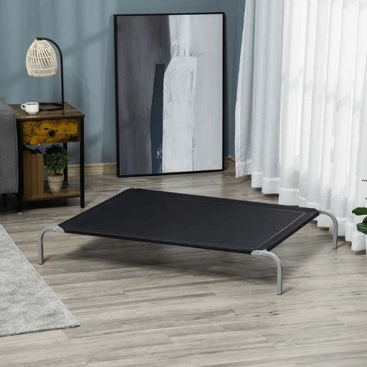 PawHut Cama Elevada para Cães e Gatos Cama Transpirável para Animais de Estimação para Dormir e Relaxar com Estrutura de Aço para Interior e Exterior 130x90x20 cm Preto