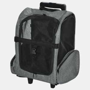 PawHut Transportadora Carrinho para Animais de Estimação 2 em 1 Mochila de Viagem com 2 Rodas para Cães Gatos com Alça Retrátil de Alumínio e Bolso de Armazenamento 42x25x55cm Cinza
