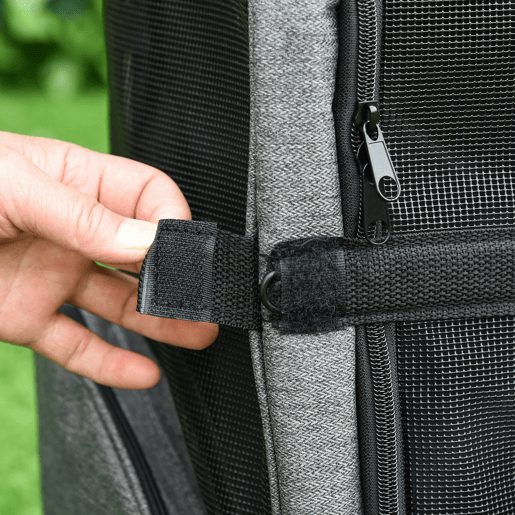 PawHut Transportadora Carrinho para Animais de Estimação 2 em 1 Mochila de Viagem com 2 Rodas para Cães Gatos com Alça Retrátil de Alumínio e Bolso de Armazenamento 42x25x55cm Cinza