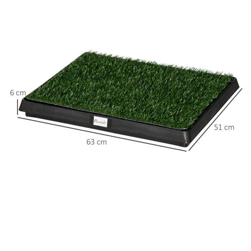 PawHut Sanita para Cães com Relva Artificial e Bandeja Sanita Interior para Animais de Estimação com Bandeja Lavável 51x63x6 cm Verde