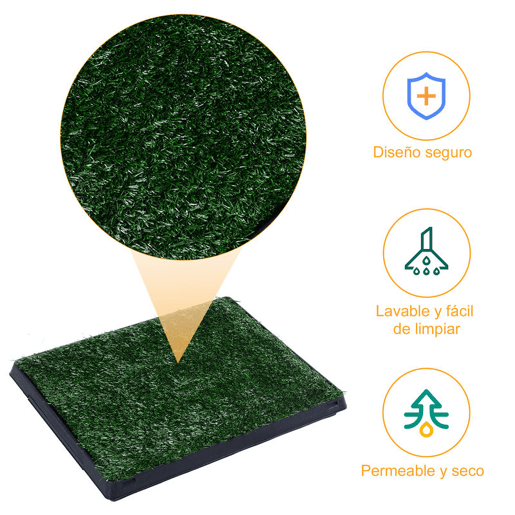 PawHut Sanita para Cães com Relva Artificial e Bandeja Sanita Interior para Animais de Estimação com Bandeja Lavável 51x63x6 cm Verde