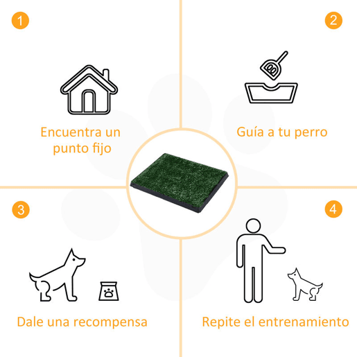 PawHut Sanita para Cães com Relva Artificial e Bandeja Sanita Interior para Animais de Estimação com Bandeja Lavável 51x63x6 cm Verde