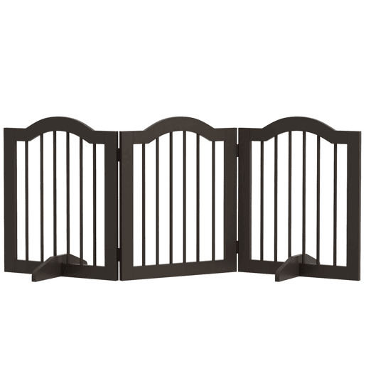 PawHut Barreira de Segurança Dobrável para Cães Pequenos Barreira de Proteção para Animais de Estimação com 3 Painéis e 2 Suportes para Portas Escadas Corredores 154,5x29,5x61 cm Marrom Escuro PawHut Barreira de Segurança Dobrável para Cães Pequenos Barreira de Proteção para Animais de Estimação com 3 Painéis e 2 Suportes para Portas Escadas Corredores 154,5x29,5x61 cm Marrom Escuro