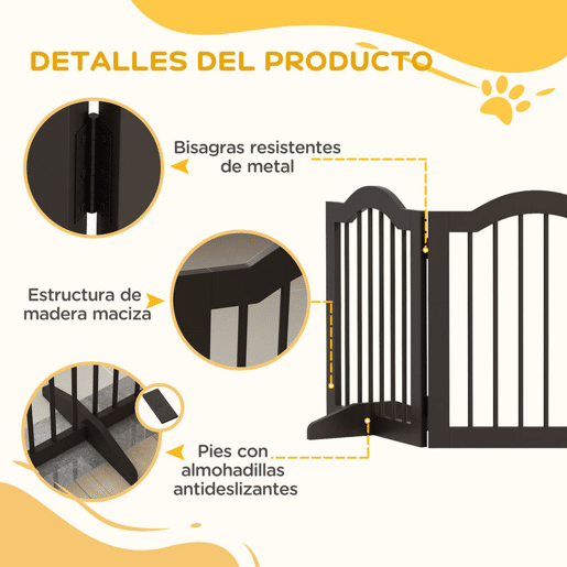 PawHut Barreira de Segurança Dobrável para Cães Pequenos Barreira de Proteção para Animais de Estimação com 3 Painéis e 2 Suportes para Portas Escadas Corredores 154,5x29,5x61 cm Marrom Escuro PawHut Barreira de Segurança Dobrável para Cães Pequenos Barreira de Proteção para Animais de Estimação com 3 Painéis e 2 Suportes para Portas Escadas Corredores 154,5x29,5x61 cm Marrom Escuro