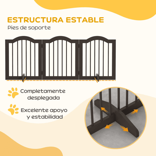 PawHut Barreira de Segurança Dobrável para Cães Pequenos Barreira de Proteção para Animais de Estimação com 3 Painéis e 2 Suportes para Portas Escadas Corredores 154,5x29,5x61 cm Marrom Escuro PawHut Barreira de Segurança Dobrável para Cães Pequenos Barreira de Proteção para Animais de Estimação com 3 Painéis e 2 Suportes para Portas Escadas Corredores 154,5x29,5x61 cm Marrom Escuro
