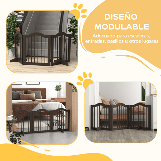 PawHut Barreira de Segurança Dobrável para Cães Pequenos Barreira de Proteção para Animais de Estimação com 3 Painéis e 2 Suportes para Portas Escadas Corredores 154,5x29,5x61 cm Marrom Escuro PawHut Barreira de Segurança Dobrável para Cães Pequenos Barreira de Proteção para Animais de Estimação com 3 Painéis e 2 Suportes para Portas Escadas Corredores 154,5x29,5x61 cm Marrom Escuro