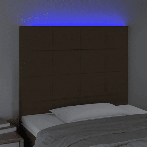 vidaXL Cabeceira de cama c luzes LED tecido 80x5x118128cm castanho vidaXL Cabeceira de cama c luzes LED tecido 80x5x118128cm castanho