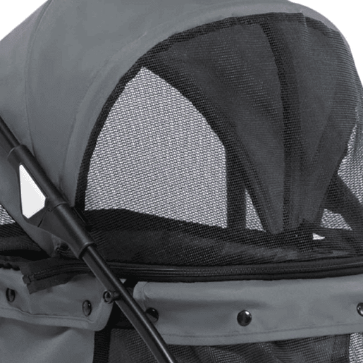 PawHut Carrinho para Animais de Estimação Dobrável Carrinho de Passeio para Cães e Gatos com Janela de Malha Almofada Lavável Arnês de Segurança e Estrutura de Aço 82x47x97cm Cinza
