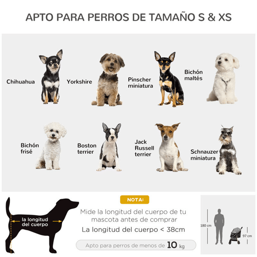 PawHut Carrinho para Cães Carrinho para Animais de Estimação com 2 Entradas Janela de Malha Cesta de Armazenamento Cinto de Segurança e Almofada 80x44,5x97 cm Preto