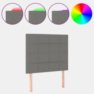 vidaXL Cabeceira de cama c LED tecido 90x5x118128 cm cinza-escuro