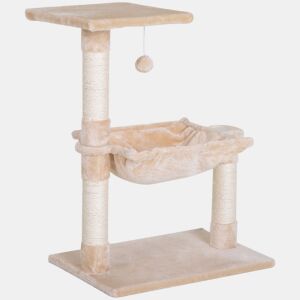 PawHut Árvore Arranhador para Gatos Torre para Gatos 50x36x70 cm Centro de Atividades com Rede Plataforma Poste de Sisal e Bola Suspensa Bege