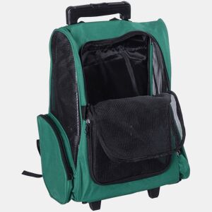 PawHut Transportadora 2 em 1 para Animais de Estimação Mochila ou Carrinho de Viagem para Cães e Gatos com 2 Rodas Alça Retrátil de Alumínio e Bolso de Armazenamento 42x25x55cm Verde