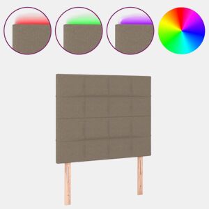 vidaXL Cabeceira cama c LED tecido 80x5x118128 cm cinza-acastanhado