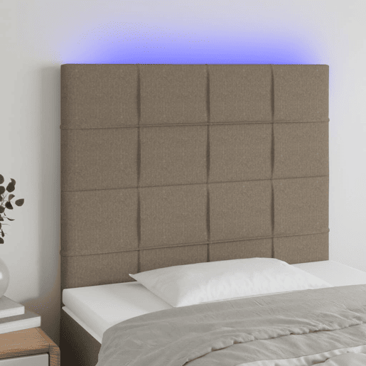 vidaXL Cabeceira cama c LED tecido 80x5x118128 cm cinza-acastanhado vidaXL Cabeceira cama c LED tecido 80x5x118128 cm cinza-acastanhado