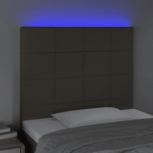 vidaXL Cabeceira cama c LED tecido 80x5x118128 cm cinza-acastanhado vidaXL Cabeceira cama c LED tecido 80x5x118128 cm cinza-acastanhado