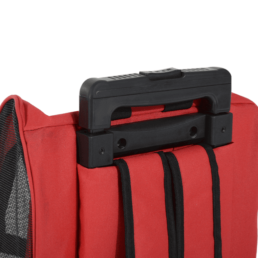 PawHut Transportadora 2 em 1 para Animais Mochila ou Carrinho de Viagem para Cão e Gato com 2 Rodas, Alça Retrátil de Alumínio e Bolsos 42x25x55 cm Vermelho