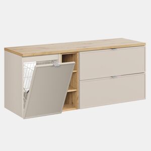 Móvel de lavatório 140cm 3 nichos cesto de roupa suja Alba Caxemira