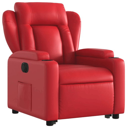 vidaXL Poltrona reclinável elevatória elétrica couro artif. vermelho