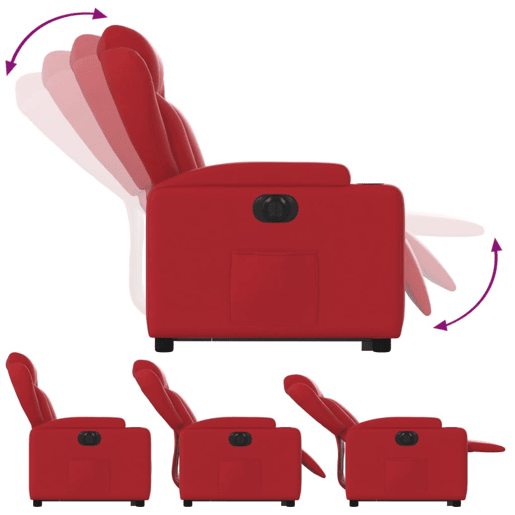 vidaXL Poltrona reclinável elevatória elétrica couro artif. vermelho