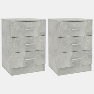 vidaXL Mesas cabeceira 2pcs 38x35x56cm derivados madeira cinza cimento