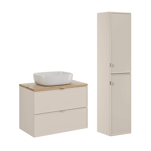 Conjunto móvel lavatório simples 80cm e coluna Alba Caxemira Conjunto móvel lavatório simples 80cm e coluna Alba Caxemira