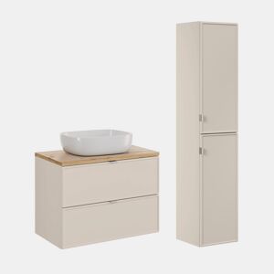 Conjunto móvel lavatório simples 80cm e coluna Alba Caxemira
