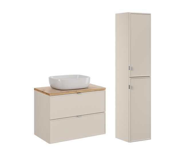 Conjunto de muebles con lavabo individual 80cm y columna alba cachemira