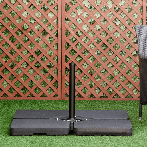 Outsunny Conjunto de Pesos para Base de Chapéu de Sol de 4 Peças Base para Chapéu de Sol Quadrado Preenchível 60 kg de Água 70 kg de Areia ou 80 kg Mixto para Base Cruzada Preto