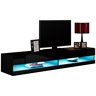 Gabinete de TV moderno Nyana Home | Com luz LED integrada | Design flutuante e elegante | Amplo armazenamento | Medidas: 180x30x40cm | Preto