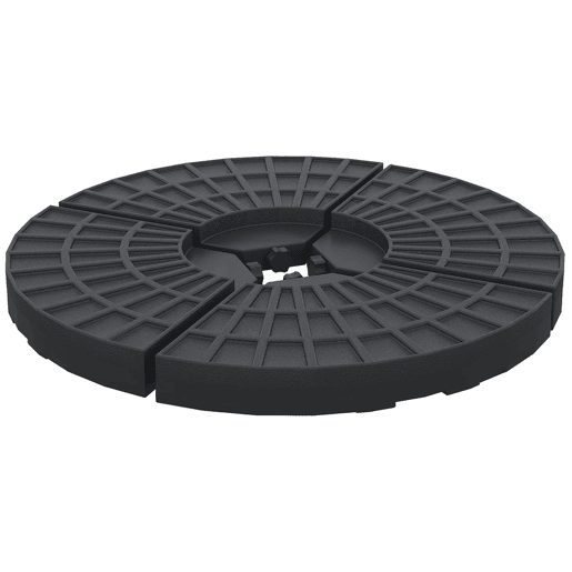 - Cor: Preto - Material: HDPE - Medidas: 48x48x8 cm (CxLxA) - Capacidade cada peça: 13 kg de água, 15 kg de areia e 17,5 kg ambos - Referência: 84D-061