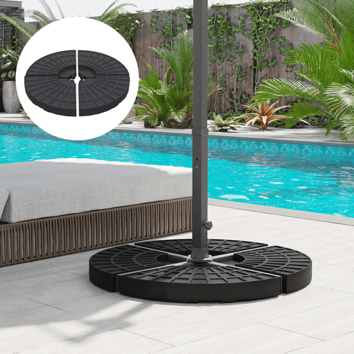 - Cor: Preto - Material: HDPE - Medidas: 48x48x8 cm (CxLxA) - Capacidade cada peça: 13 kg de água, 15 kg de areia e 17,5 kg ambos - Referência: 84D-061
