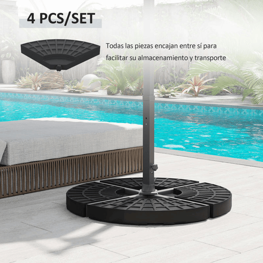 - Cor: Preto - Material: HDPE - Medidas: 48x48x8 cm (CxLxA) - Capacidade cada peça: 13 kg de água, 15 kg de areia e 17,5 kg ambos - Referência: 84D-061