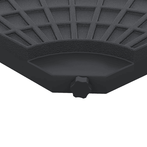 - Cor: Preto - Material: HDPE - Medidas: 48x48x8 cm (CxLxA) - Capacidade cada peça: 13 kg de água, 15 kg de areia e 17,5 kg ambos - Referência: 84D-061