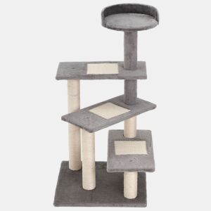 PawHut Arranhador para Gatos Centro de Atividades 3 Plataformas para Arranhar 48x48x99,5 cm de Madeira Revestido de Pelucia Sisal