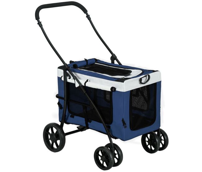 Pawhut carrito para perros 4 en 1, cochecito para perros plegable, transportín para mascotas con vagón desmontable, cojín, carga 10 kg, para pequeños,