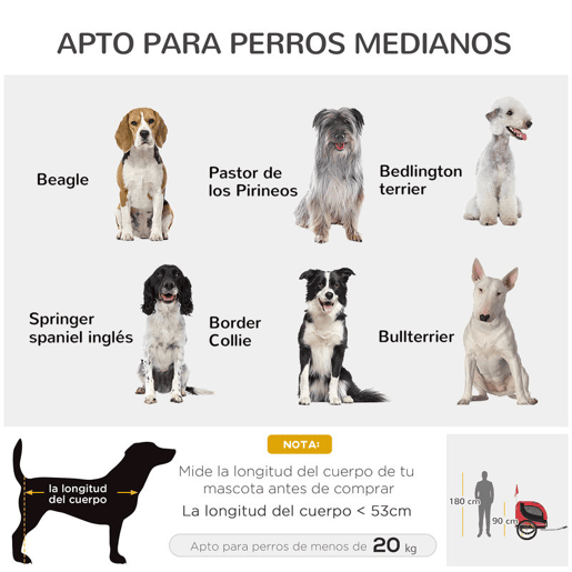 PawHut Reboque de Bicicleta para Cães Reboque de Bicicleta para Animais de Estimação com 1 Bandeira e Reflectores 130x73x90cm Vermelho e Preto