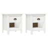vidaXL Mesas cabeceira Hill 2 pcs 46x35x49,5cm pinho maciço