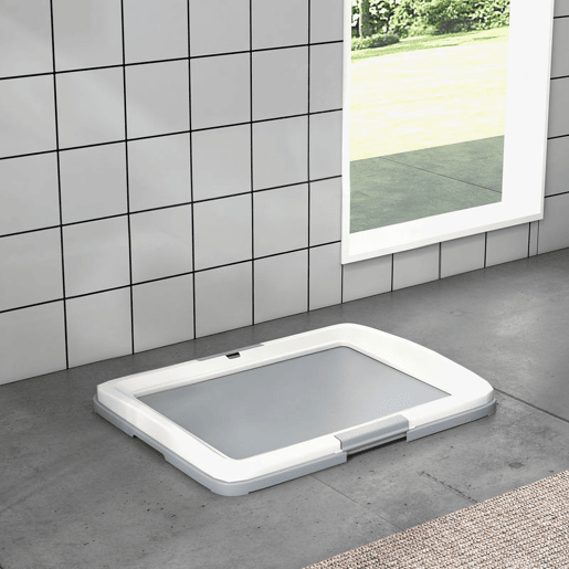 PawHut Tabuleiro para Resguardos de Cães Sanita para Cães com Bandeja para Treino em Exterior e Interior 63x48,5x6 cm Cinza