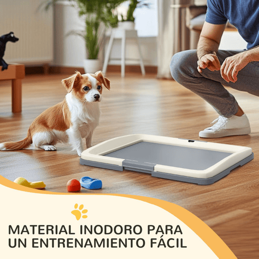 PawHut Tabuleiro para Resguardos de Cães Sanita para Cães com Bandeja para Treino em Exterior e Interior 63x48,5x6 cm Cinza
