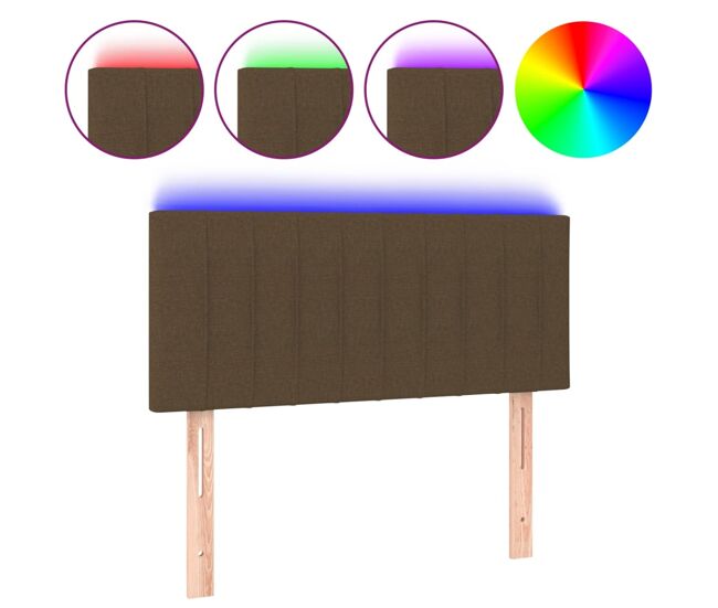 Cabecero con led de tela marrón oscuro 100x5x78/88 cm