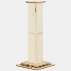 PawHut Poste Arranhador para Gatos 87 cm Arranhador para Gatos com Bola Suspensa Trilho com Bola e Poste de Sisal Bege e Madeira