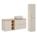 Conjunto muebles con lavabo 3 compartimientos cesto y columna Alba 140 Conjunto muebles con lavabo 3 compartimientos cesto y columna Alba 140 Beige