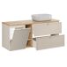 Conjunto muebles con lavabo 3 compartimientos cesto y columna Alba 140 Conjunto muebles con lavabo 3 compartimientos cesto y columna Alba 140 Beige