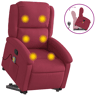 vidaXL Poltrona elevatória de massagens veludo vermelho tinto