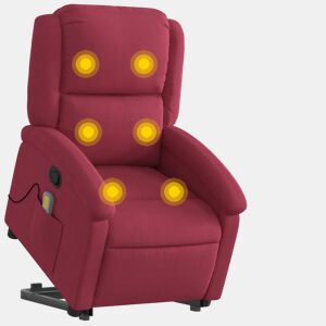 vidaXL Poltrona elevatória de massagens veludo vermelho tinto